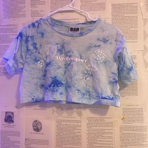 BSR small mushroom daydreaming blue crop top